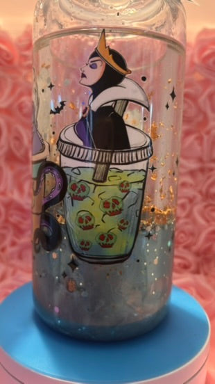 Evil Queen Cup 16oz | Spooky Iced Coffee Cup w Glitter | Halloween Aesthetic Drinkware | Villain Coffee Cup | Gift for Her