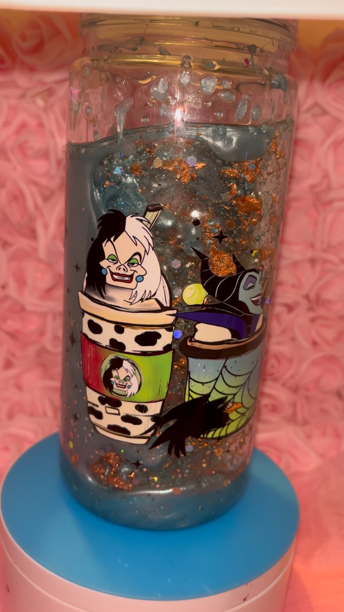 Evil Queen Cup 16oz | Spooky Iced Coffee Cup w Glitter | Halloween Aesthetic Drinkware | Villain Coffee Cup | Gift for Her