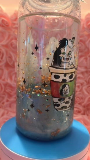 Evil Queen Cup 16oz | Spooky Iced Coffee Cup w Glitter | Halloween Aesthetic Drinkware | Villain Coffee Cup | Gift for Her