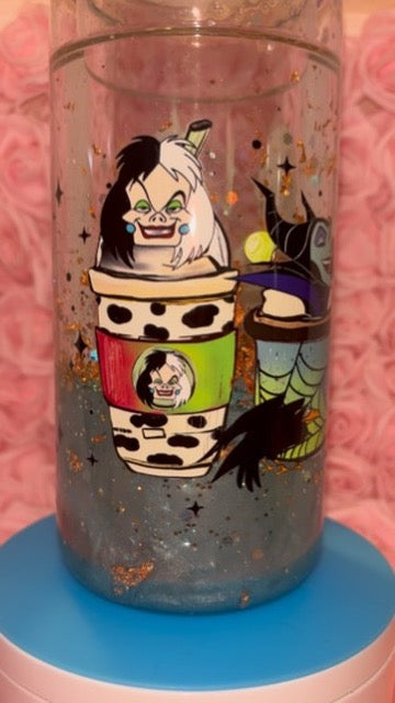 Evil Queen Cup 16oz | Spooky Iced Coffee Cup w Glitter | Halloween Aesthetic Drinkware | Villain Coffee Cup | Gift for Her