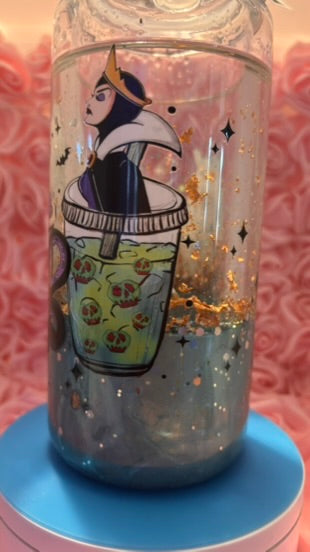 Evil Queen Cup 16oz | Spooky Iced Coffee Cup w Glitter | Halloween Aesthetic Drinkware | Villain Coffee Cup | Gift for Her